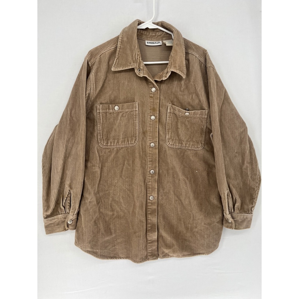 Tapemeasure Corduroy Shirt Mens Large Tan Brown Cotton Button Down Long Sleeve L